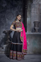 AI Fashion Black Art Silk Designer Navratri Lehenga Choli Collection | Grocsy