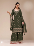 Anaita Mehendi Georgette Stitched Suit with Heavy Embroidery Work | Grocsy
