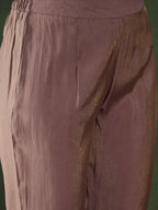 Sangria Floral Embroidered Mirror Work Straight Kurta, Trouser & Dupatta Set | Grocsy