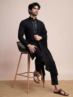 Vastranavya Traditional Festival Wear Viscose Thread & Sequence Embroidered Work Kurta Pant Set - Black | Grocsy