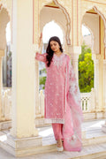 Vaasva Women Candy Pink Linen Printed Kurta, Pant & Dupatta set | Grocsy