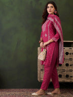 Sangria Self-Designed Winter Kurta & Trousers With Dupatta | Grocsy