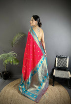 Joban Fashion Hot Pink Banarasi Soft Silk Woven Butti Saree | Grocsy