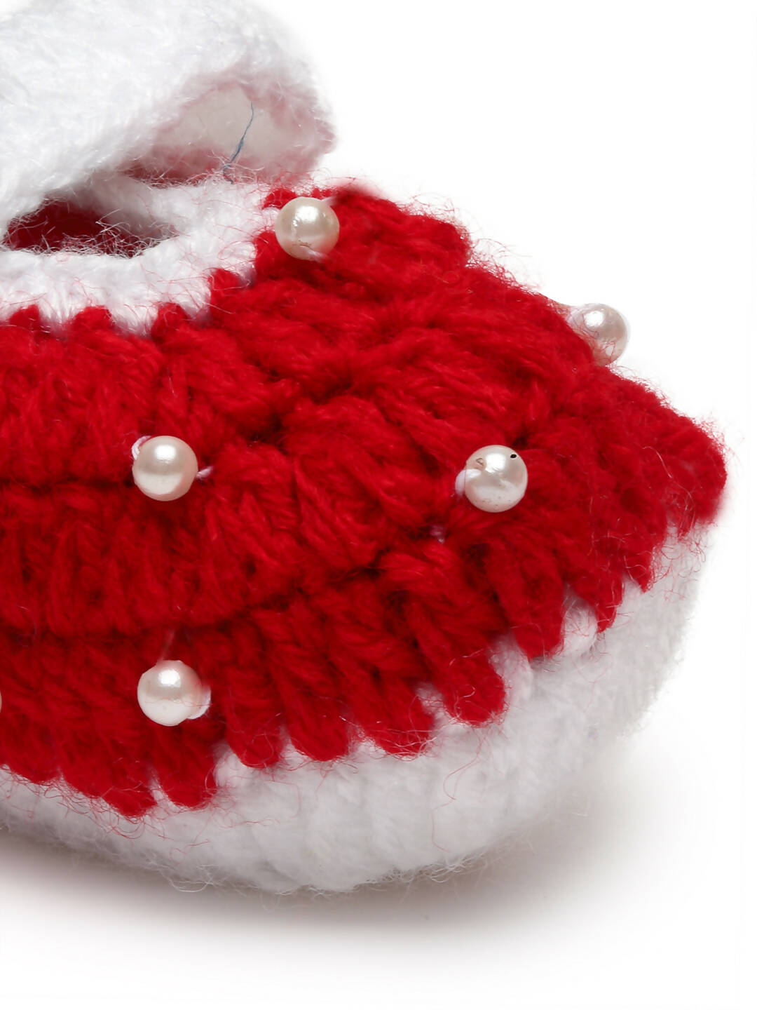 Chutput Kids Woollen Hand Knitted Self Desgin Detailed Booties - Red | Grocsy