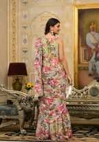 Partywear Designer Parrot Slime Georgette Fancy Saree - Anbazaar | Grocsy