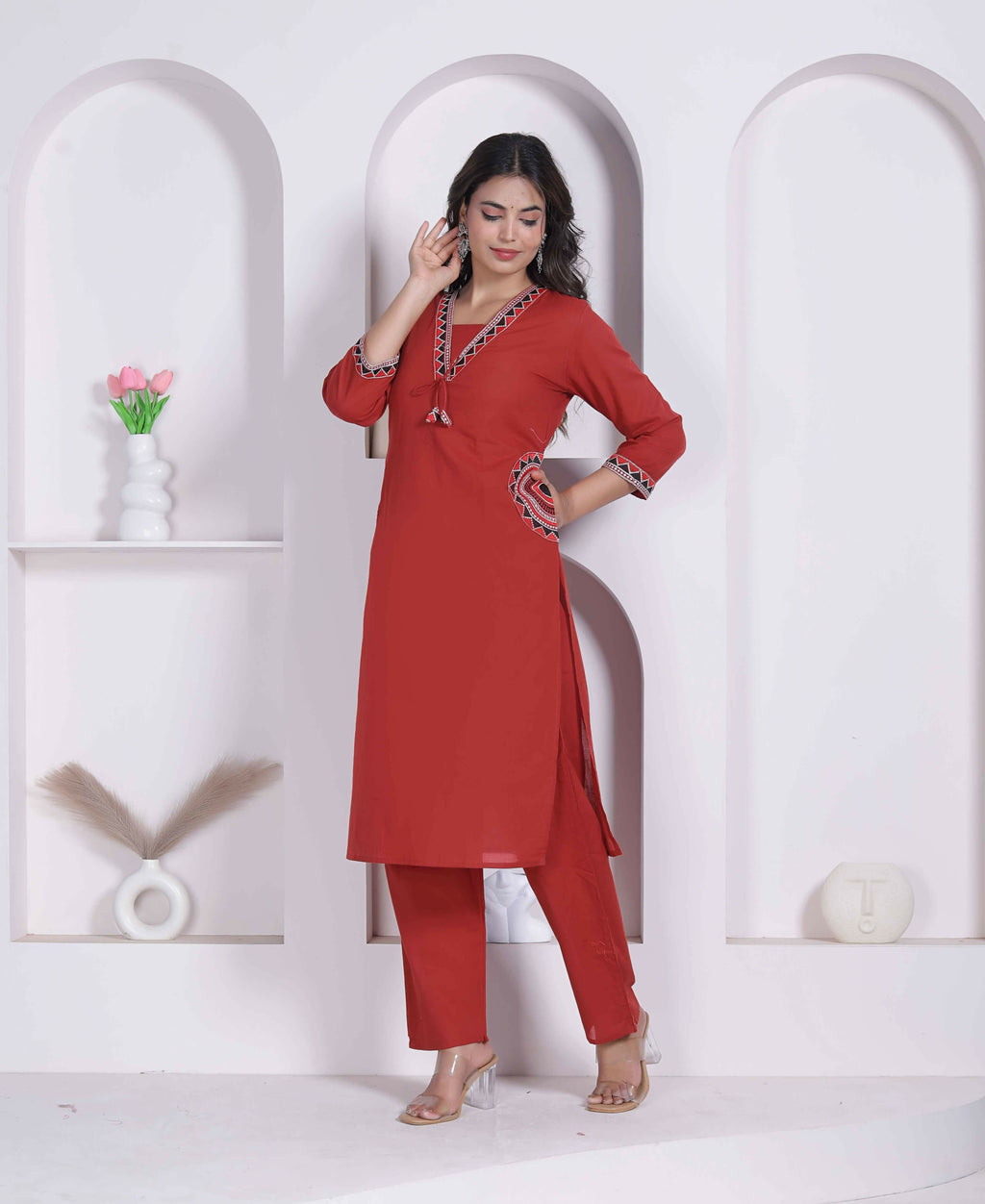 Miravan Womens Brown Straight Kurta Set | Grocsy
