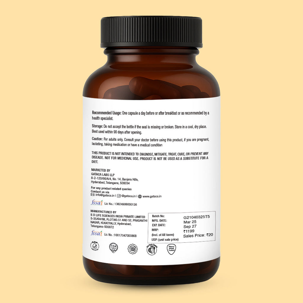 GATACA Pure Betaine TMG - 500 mg Capsules | Grocsy