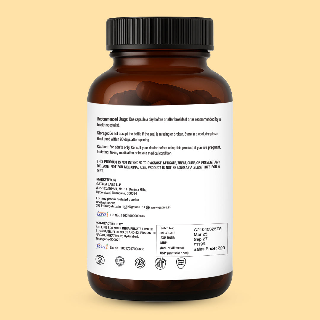 GATACA Pure Betaine TMG - 500 mg Capsules | Grocsy