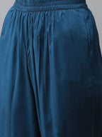 Yufta Women Blue Embroidered Thread Work Kurta with Palazzo & With Dupatta | Grocsy