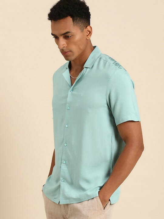 Blue Men Rayon Straight Opaque Casual Shirt - Mahotsav | Grocsy