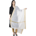A R Silk Chanderi Crush Crush Design White Color Dupatta or Chunni | Grocsy