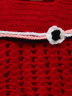 Chutput Kids Red Ice Cream Design Solid Wool Frock | Grocsy