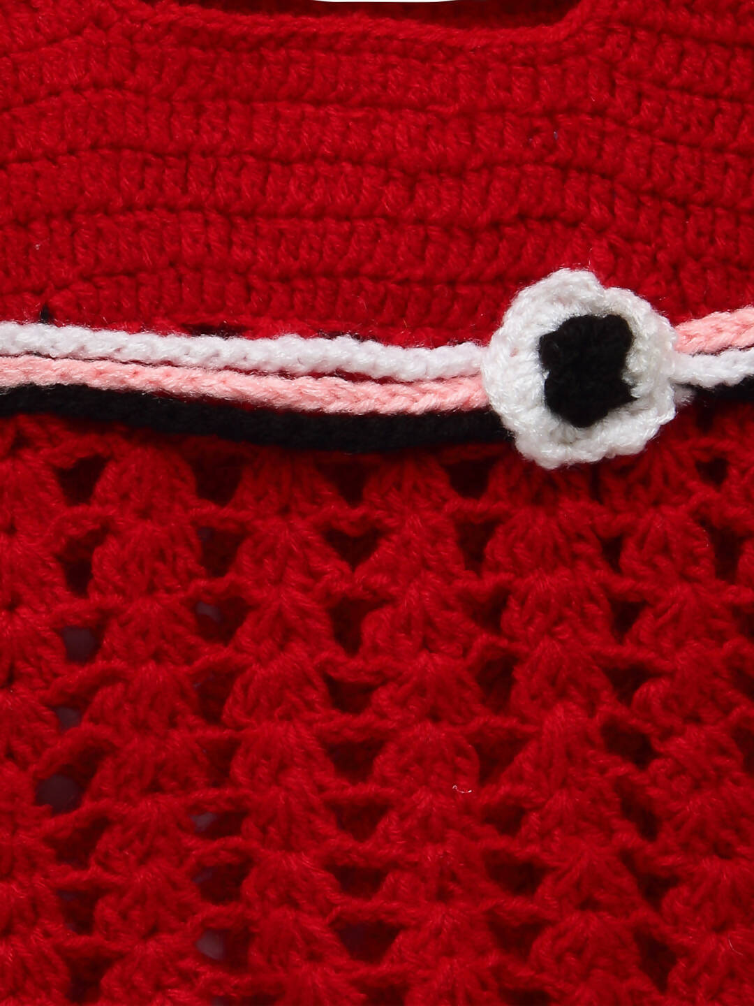 Chutput Kids Red Ice Cream Design Solid Wool Frock | Grocsy