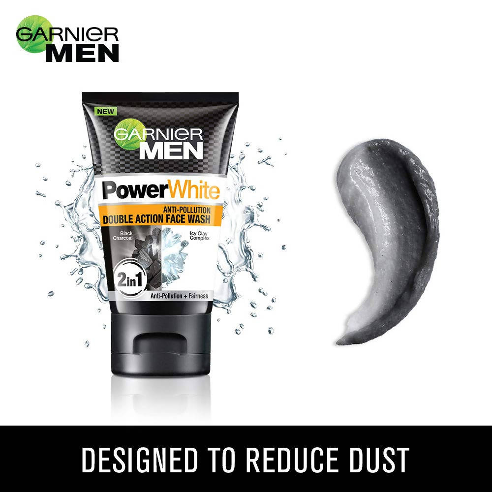 Garnier Men Power White Anti-Pollution Double Action Facewash | Grocsy