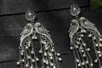 Mominos Fashion Johar Kamal Silver-Plated Oxidised Parrot Design Earrings