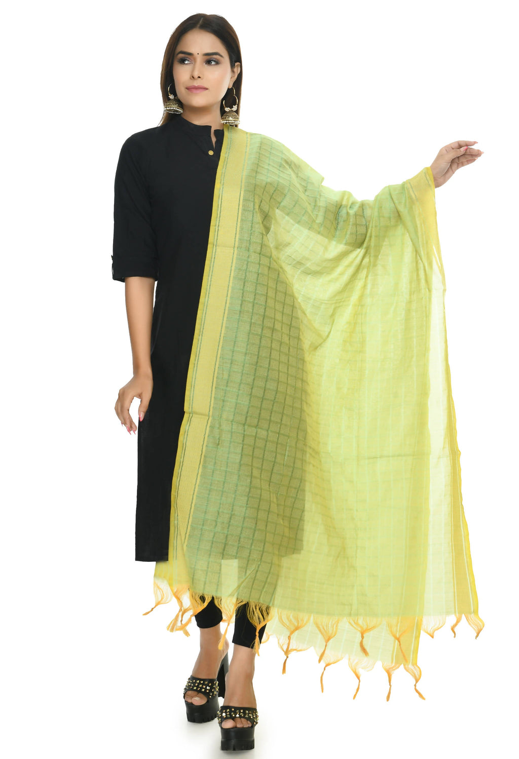 Mominos Fashion Moeza Handloom Cotton Pista Green Dupatta | Grocsy