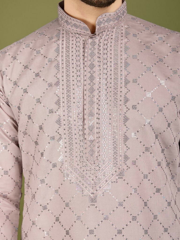 Vastranavya Ivory Exclusive Festival Wear Viscose Silk Thread with Sequence Embroidered Work Kurta with Dupatta | Grocsy