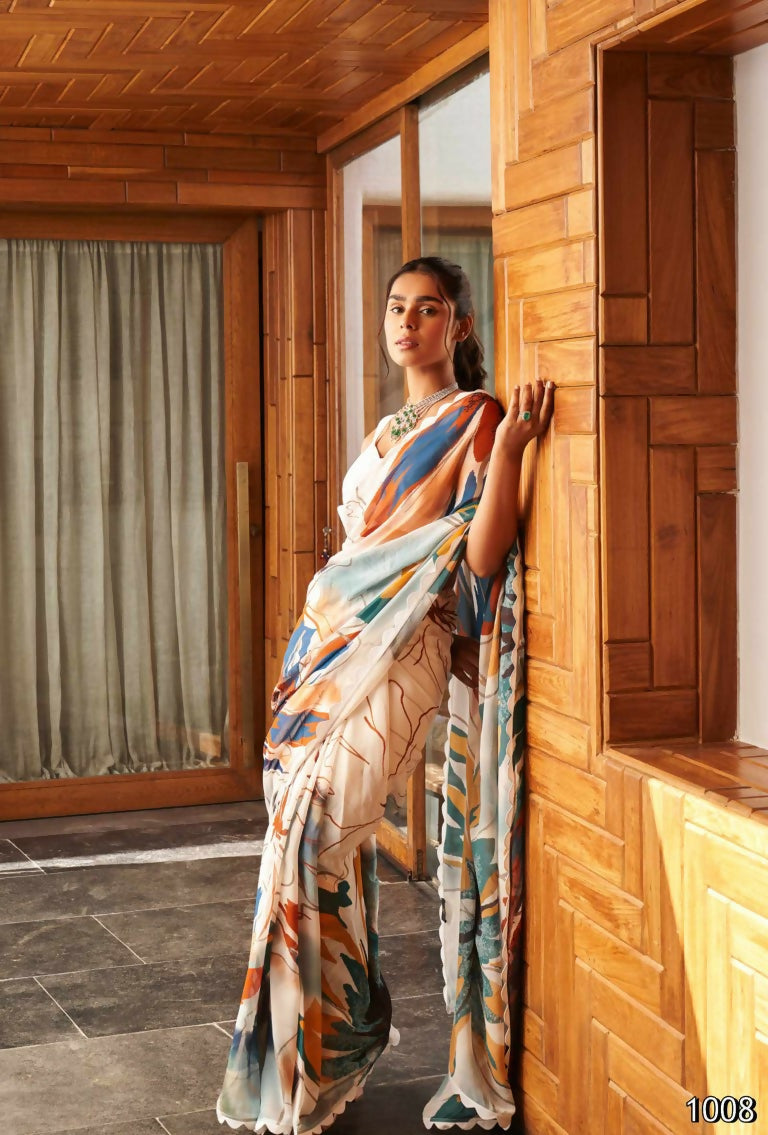 Partywear Designer Multi Bright Moss Fancy Saree - Durga | Grocsy