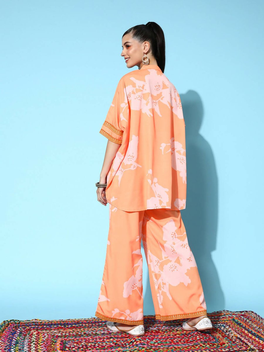 Ahalyaa Women's Traditional Wear Co-ods - Orange | Grocsy