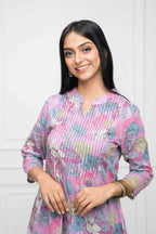 Myshka Women Multi Floral Rayon A-Line Round Neck Kurtas | Grocsy