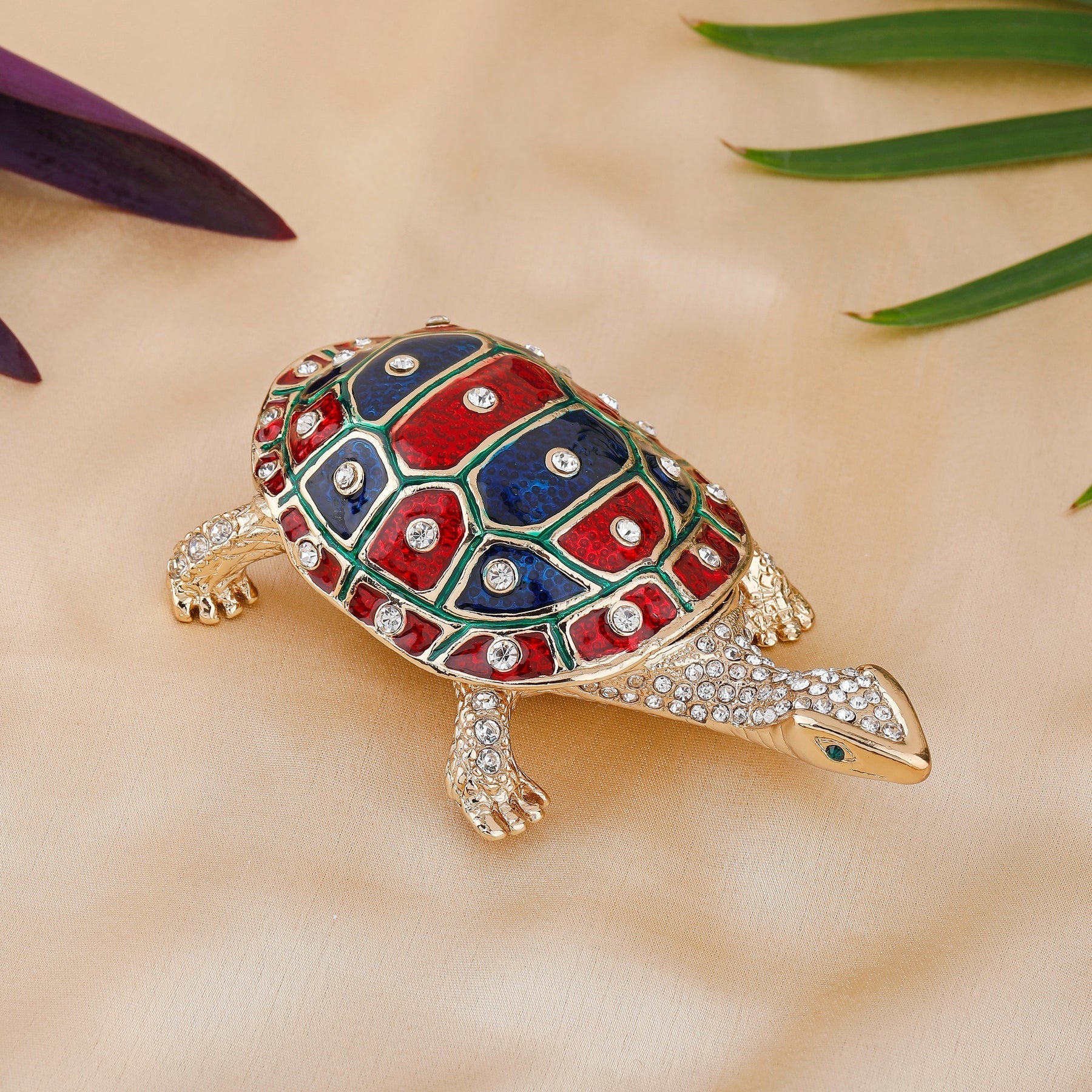Estele Gold-Polished Deliberate Tortoise Idol with multi-color Stone Type:Enamel for Home/Car decor | Grocsy