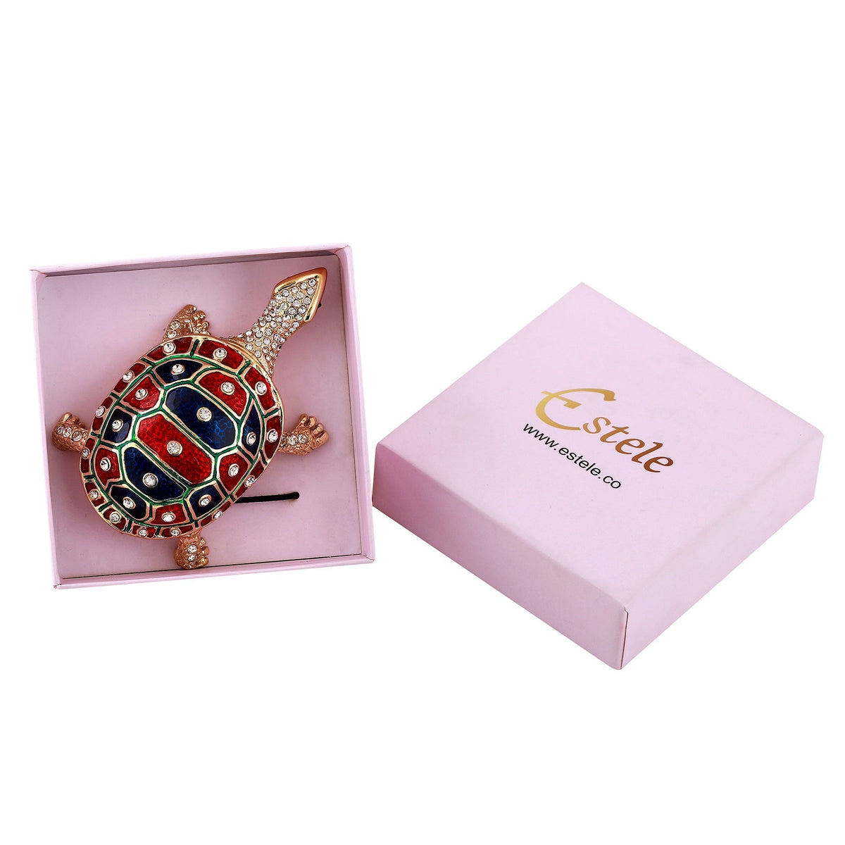 Estele Gold-Polished Deliberate Tortoise Idol with multi-color Stone Type:Enamel for Home/Car decor | Grocsy