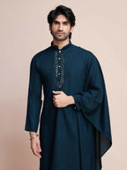 Vastranavya Traditional Festival Wear Viscose Thread & Sequence Embroidered Work Kurta Pant Set - Navy Blue | Grocsy