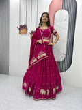 Teeya Creation Rani Color Chinon Silk Embroidery Work Fully Stitched Lehenga Choli | Grocsy