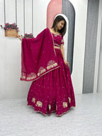 Teeya Creation Rani Color Chinon Silk Embroidery Work Fully Stitched Lehenga Choli | Grocsy