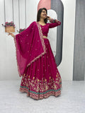 Teeya Creation Rani Color Chinon Silk Embroidery Work Fully Stitched Lehenga Choli | Grocsy