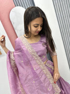 Teeya Creation Lite Purple Color Gold Crush Embroidery Work Fully Stitched Lehenga Choli | Grocsy
