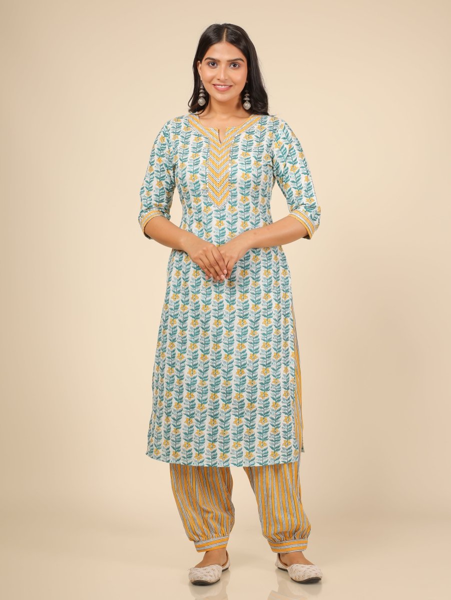 Aramya Straight Soft Cotton Floral Print Women's Kurta - White | Grocsy
