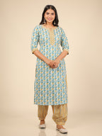 Aramya Straight Soft Cotton Floral Print Women's Kurta - White | Grocsy