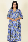Aramya A-line Soft Cotton Gold foil Print Women's Kurta - Blue | Grocsy