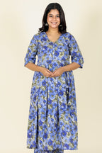 Aramya A-line Soft Cotton Gold foil Print Women's Kurta - Blue | Grocsy