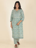 Aramya Straight Soft Cotton Paisley Print Women's Kurta - Green | Grocsy