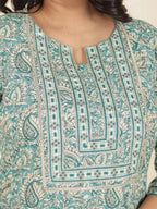 Aramya Straight Soft Cotton Paisley Print Women's Kurta - Green | Grocsy