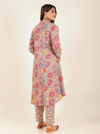 Aramya High Low Soft Cotton Floral Print Women's Kurta - Brown | Grocsy
