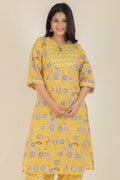 Aramya Straight Soft Cotton Floral Print Women's Kurta - Yellow | Grocsy