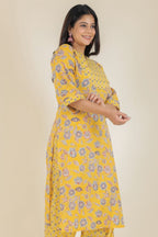 Aramya Straight Soft Cotton Floral Print Women's Kurta - Yellow | Grocsy
