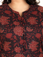 Aramya A-line Soft Cotton Floral Print Women's Kurta - Black | Grocsy