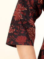 Aramya A-line Soft Cotton Floral Print Women's Kurta - Black | Grocsy