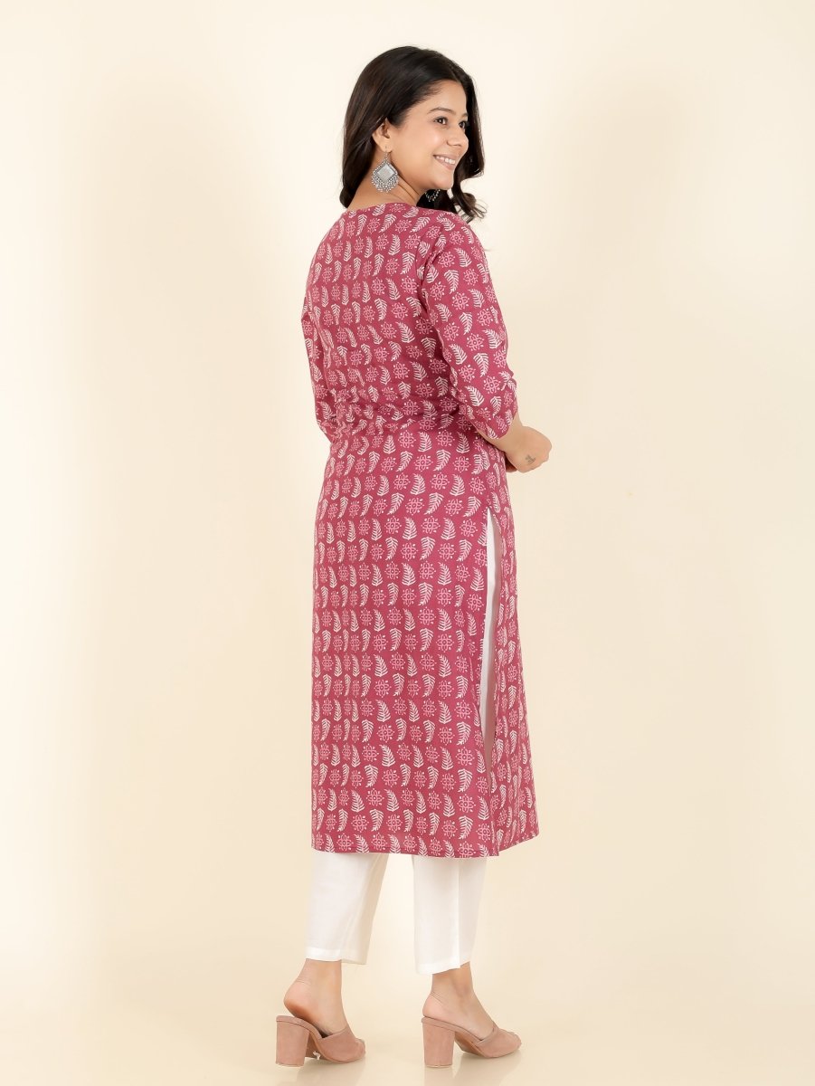 Aramya Straight Soft Cotton Abstract Print Women's Kurta - Red | Grocsy