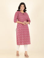 Aramya Straight Soft Cotton Abstract Print Women's Kurta - Red | Grocsy
