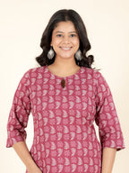 Aramya Straight Soft Cotton Abstract Print Women's Kurta - Red | Grocsy