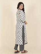 Aramya Straight Soft Cotton Ikat Print Women's Kurta - White | Grocsy
