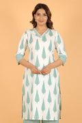 Aramya Straight Soft Cotton Floral Print Women's Kurta - White | Grocsy
