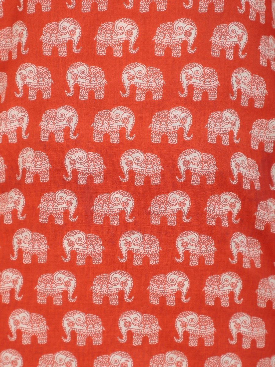 Aramya Straight Soft Cotton Animal Print Women's Kurta Set - Red | Grocsy