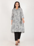 Aramya High Low Soft Cotton Patchwork Print Women's Kurta Set - Black | Grocsy
