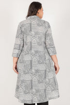 Aramya High Low Soft Cotton Patchwork Print Women's Kurta - Black | Grocsy